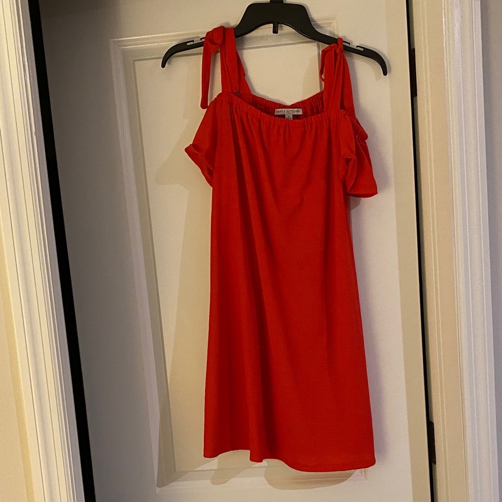 Green Envelope Vibrant Red Mini Dress